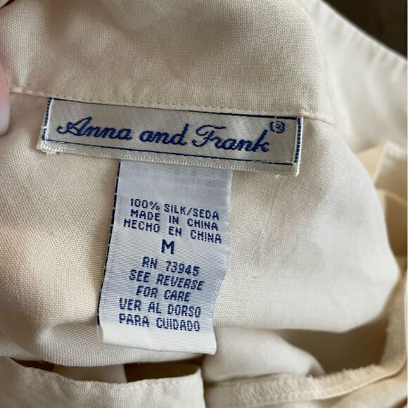 Vintage Anna and Frank Silk Button Up Blouse Size Medium Cream - Picture 3 of 5